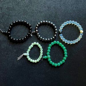 Unisex Gemstone Stretch Bead 5-Bracelet Bundle